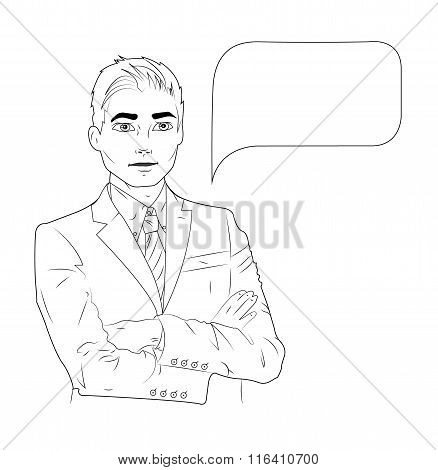 Vector illustration of speaking business man