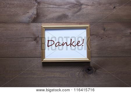 Golden Picture Frame With Copy Space Danke Mean Thank You