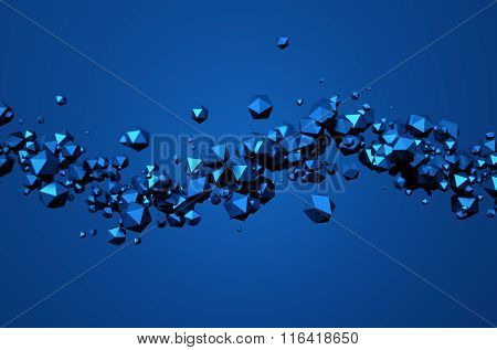 Abstract Rendering of Low Poly Chaotic Particles.