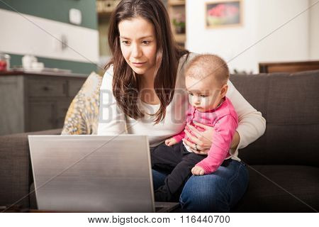 Busy Mom Working At Home