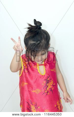 Asian Girl Chinese Suite In Red
