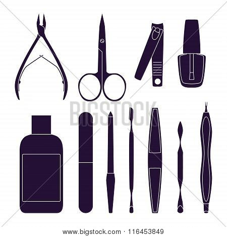 Set Of Tools For Manicure. Vector Illustration