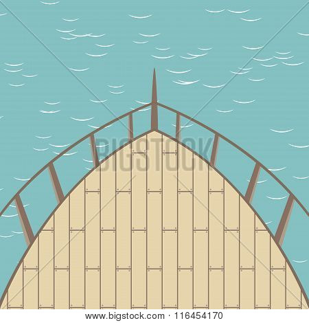 Afterdeck Of A Boat And A Sea.