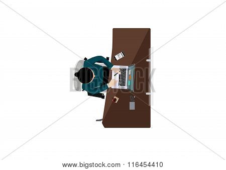 workplace office top view workspace- vector illustration