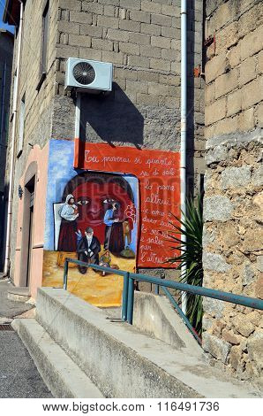 Orgosolo Italy 4 October 2015 Murales In Orgosolo Italy Since About 1969 The Wall Paintings Reflect