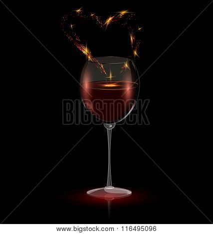 heart in a glass of red wine