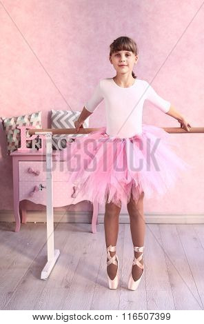 Preteen Blond Girl In Ballet Class
