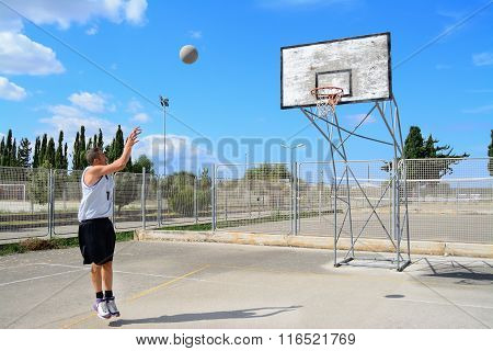 Basketball Player Practicing Jump Shot