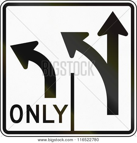United States Mutcd Road Sign - Allowed Turns On Lanes