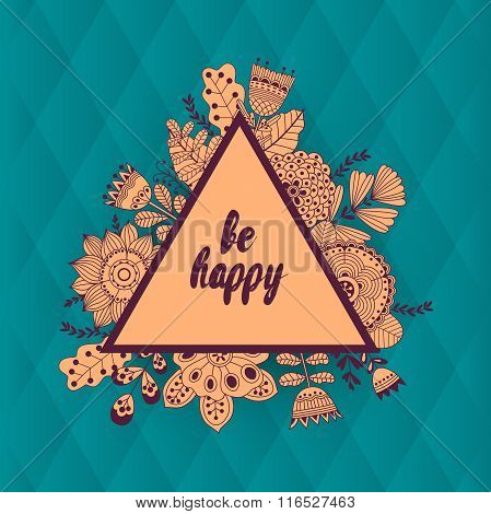 Vector triangle composition made of flowers
