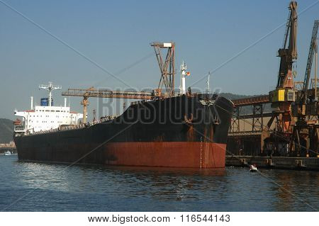 Grain Ship Docked