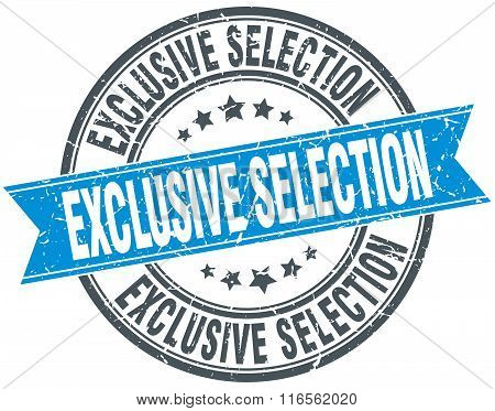 exclusive selection blue round grunge vintage ribbon stamp