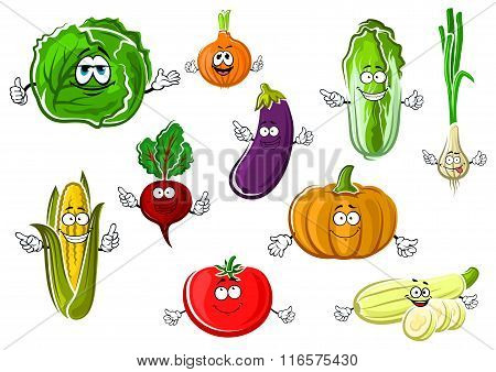 Happy appetizing cartoon isolated vegetables