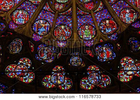 South Rose Window Jesus Christ Stained Glass Notre Dame Cathedral Paris France