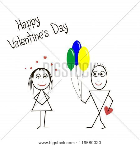 Card With Balloons Boy And Girl