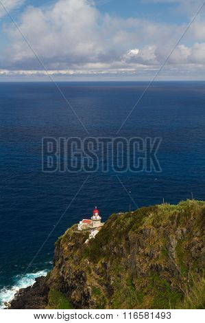 The Lighthouse Ponta Do Arnel Near Nordeste Town In Sao Miguel