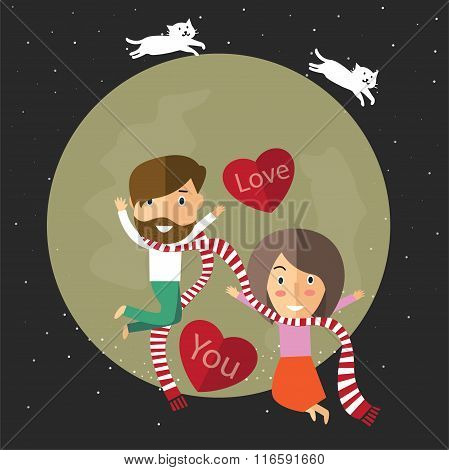happy valentine with the moon