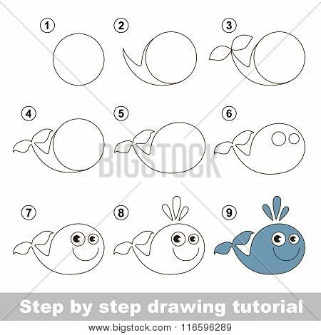 How to draw a Funny Whale