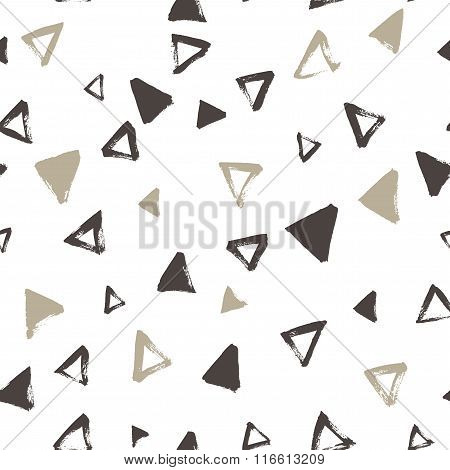Seamless Pattern With Hand Drawing Triangles.