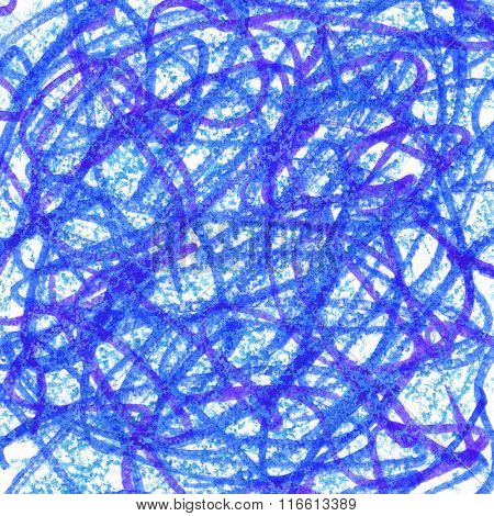 Blue crayon and soft-tip pen drawing texture - abstract background
