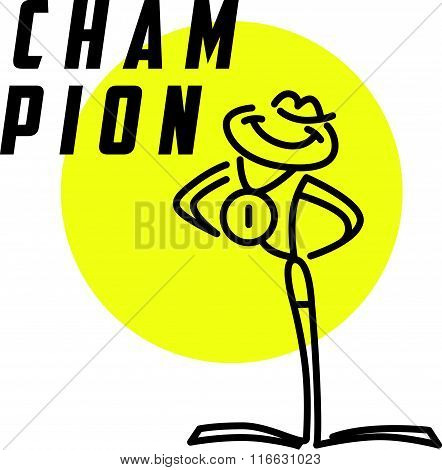 Vector simple flat logo with frog character.