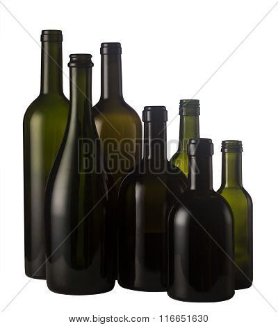 Empty Wine Bottles Isolated On White