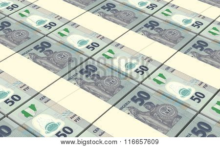 Nigerian nairas bills stacks background. Computer generated 3D photo rendering.