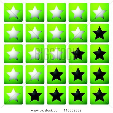 Set Of 5 Star Rating Elements Starting From 1 Star