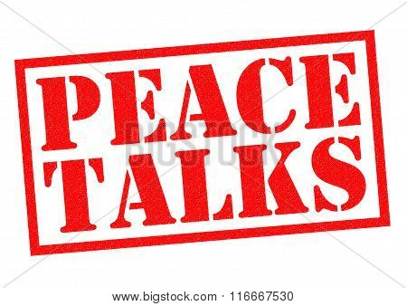 PEACE TALKS red Rubber Stamp over a white background.