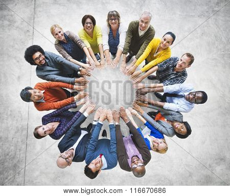 Multi-Ethnic Diverse Group of People In Circle Concept