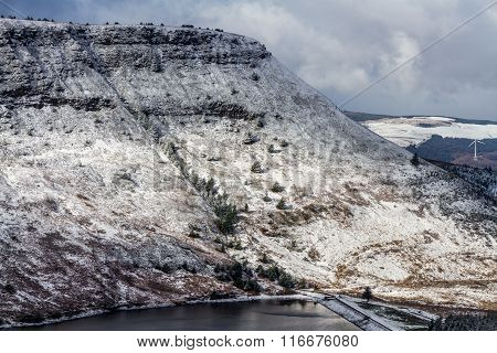 Welsh Hillside With Fresh Light Snow.