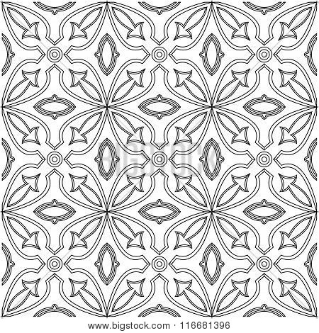 Black and white vector seamless tile pattern background.