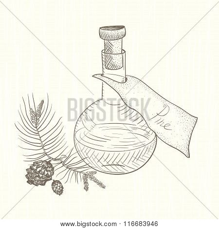 The flask with the extract. Pine.