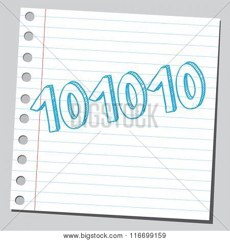 Note paper sketch of a binary code 