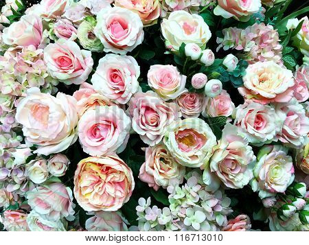 flower bouquets bunch of flowers, pink rose pattern background.