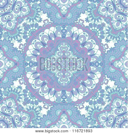 Seamless Tiled Pattern Royal Luxury Classical Damask Vector Design. Pastel Blue Lilac Background.