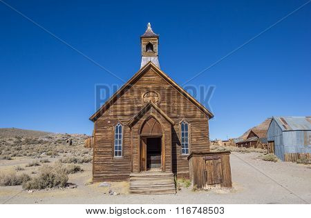 Old Church In Abandoned Ghost Town Bodie