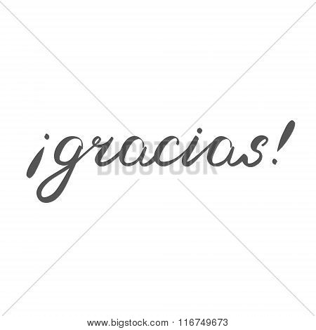 Gracias. Thank you in Spanish, brush hand lettering.
