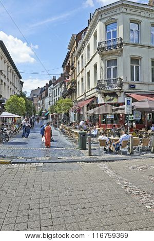 Typical Daily Lunch Time Scene In Brussels