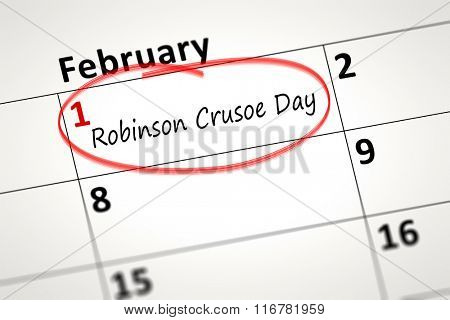 calendar detail shows the Robinson Crusoe Day at first of February