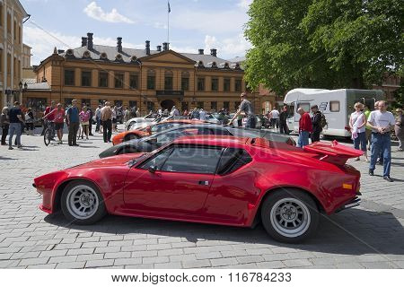 Exhibition of sports supercars, parade in Turku. Finland