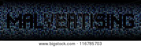 Malvertising text on hex code illustration