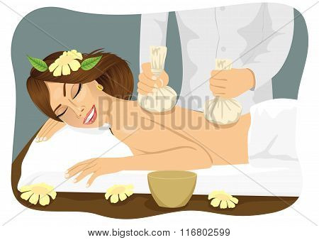 Thai herbal poultice massage