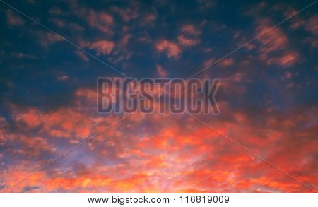 Pocked Fiery Sky At Sunset