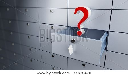 열린된 빈 은행 Cel 물음표