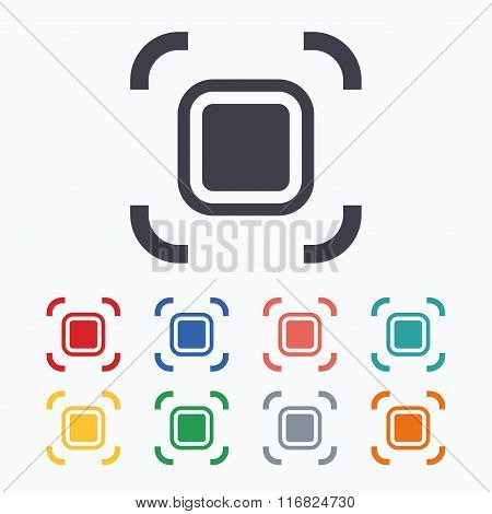 Autofocus zone sign icon. Photo camera settings.