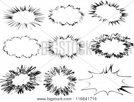 Set of Blank Speech Bubbles Explosion Shapes