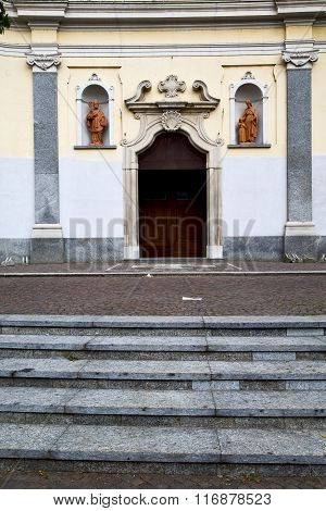 Italy  Lombardy    In  The Vanzaghello  Church  Closed Brick Tower Wall