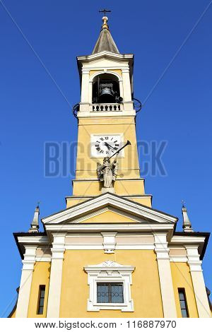 In Cislago Old Abstract     The   Wall  And Church Tower Bell Sunny Day