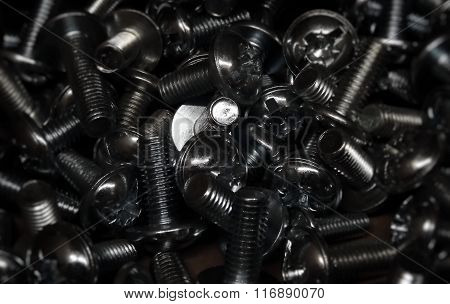 Hardware shop. Threated screw bolts background